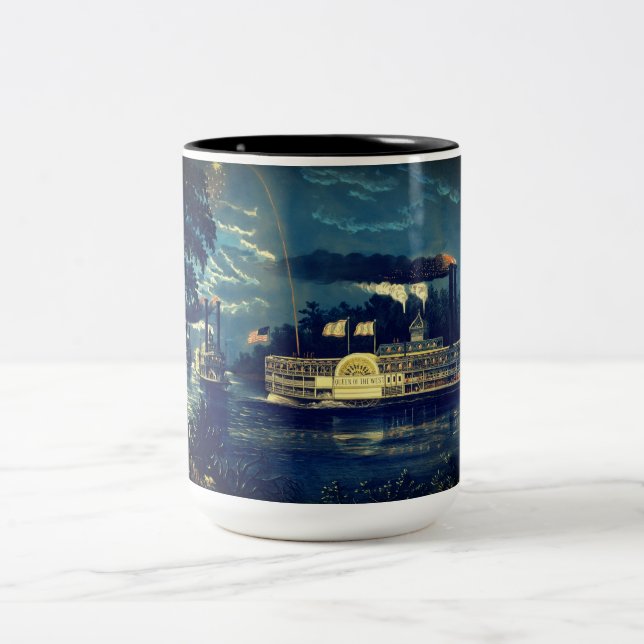 "Rounding a Bend" on the Mississippi:  Two-Tone Coffee Mug (Center)