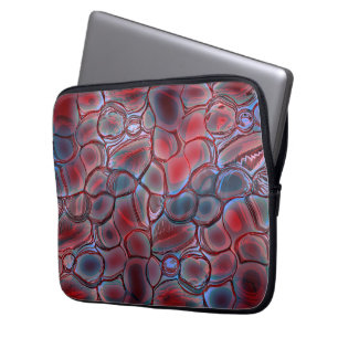 Roundish shapes in burnt cyan and ember orange laptop sleeve