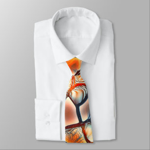 Roundish shapes in burnt cyan and ember orange     tie