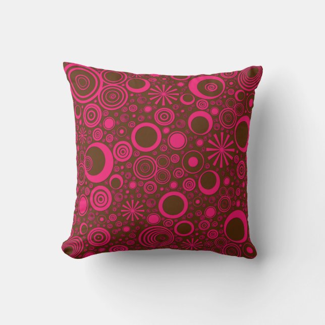 Rounds Pink-Brown Throw Pillow (Front)