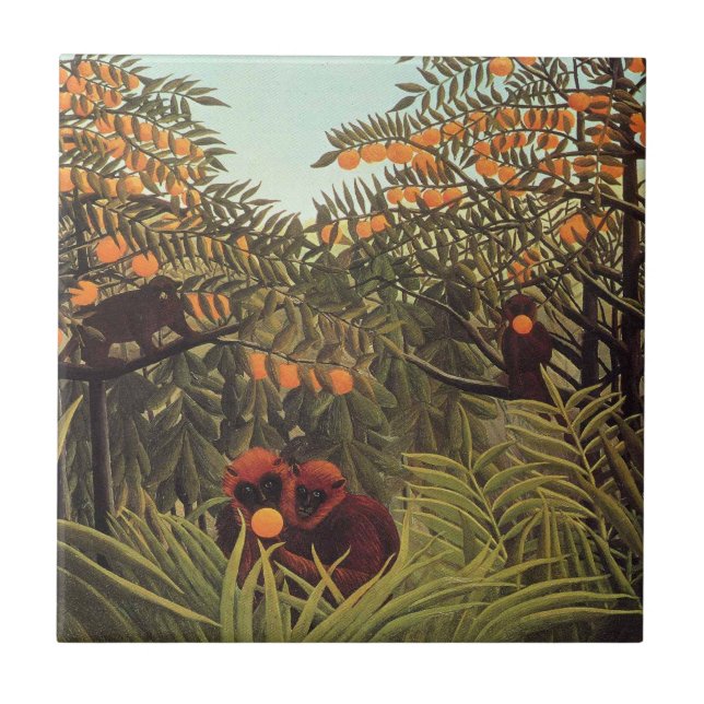 Rousseau - Apes in the Orange Grove Ceramic Tile (Front)