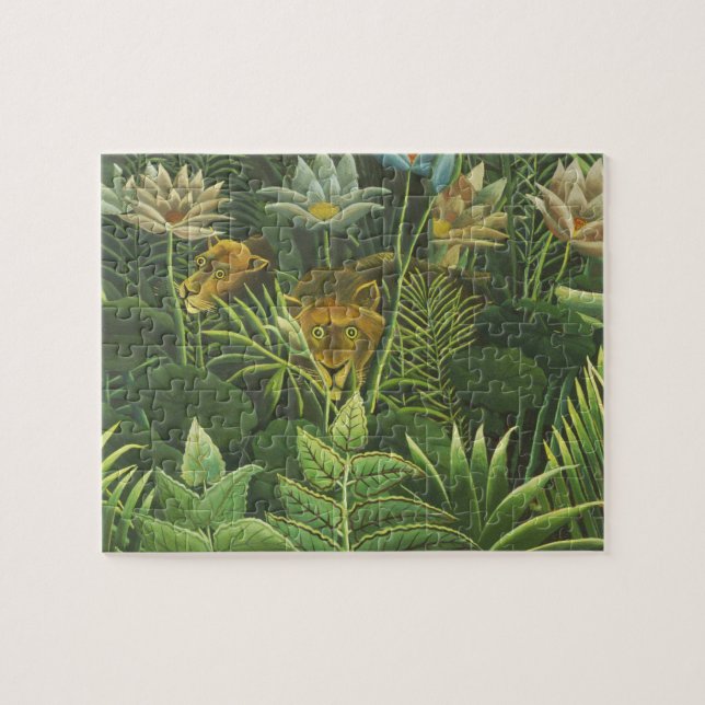 Rousseau Jungle Tropical Lion Art Print  Botanical Jigsaw Puzzle (Horizontal)