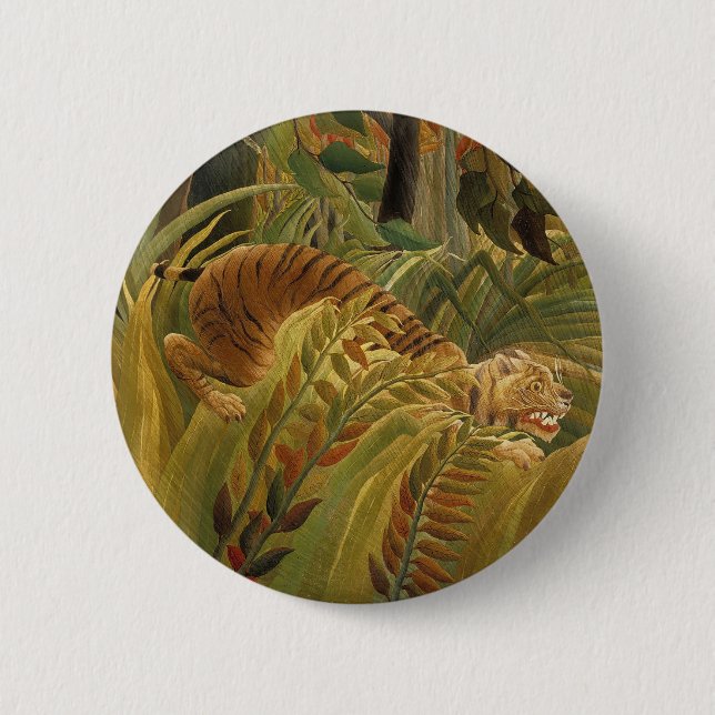 Rousseau Jungle Tropical Tiger Art 6 Cm Round Badge (Front)