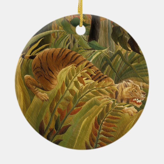 Rousseau Jungle Tropical Tiger Art Ceramic Tree Decoration (Back)