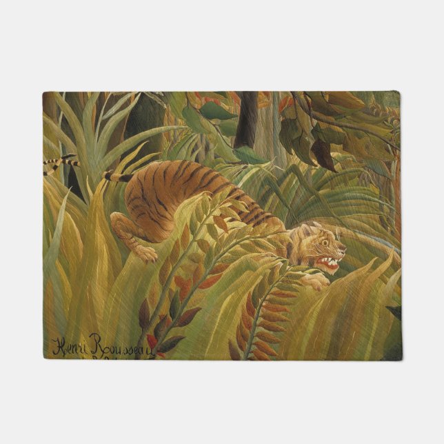 Rousseau Jungle Tropical Tiger Art Doormat (Front)
