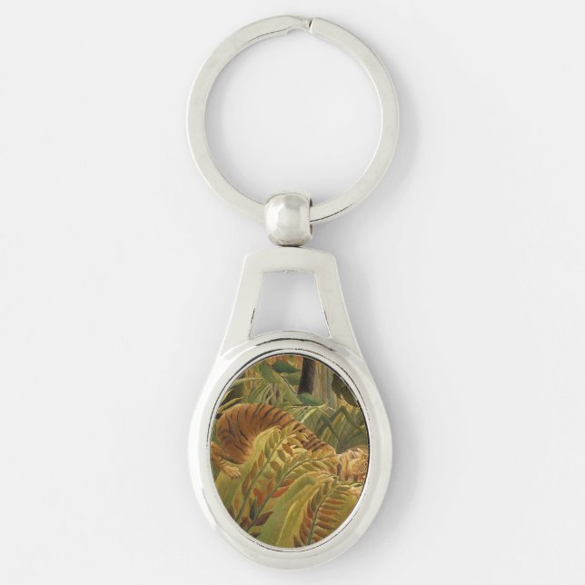 Rousseau Jungle Tropical Tiger Art Key Ring (Front)