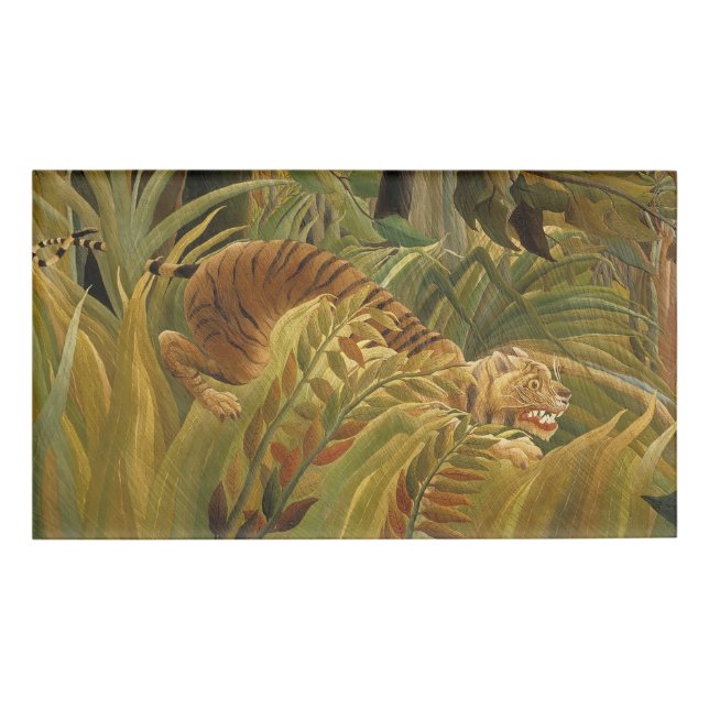 Rousseau Jungle Tropical Tiger Art Name Tag (Front)