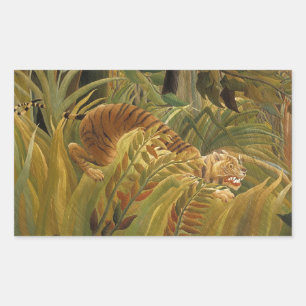 Rousseau Jungle Tropical Tiger Art Rectangular Sticker