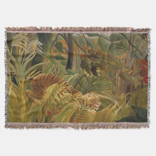 Rousseau Jungle Tropical Tiger Art Throw Blanket (Front)