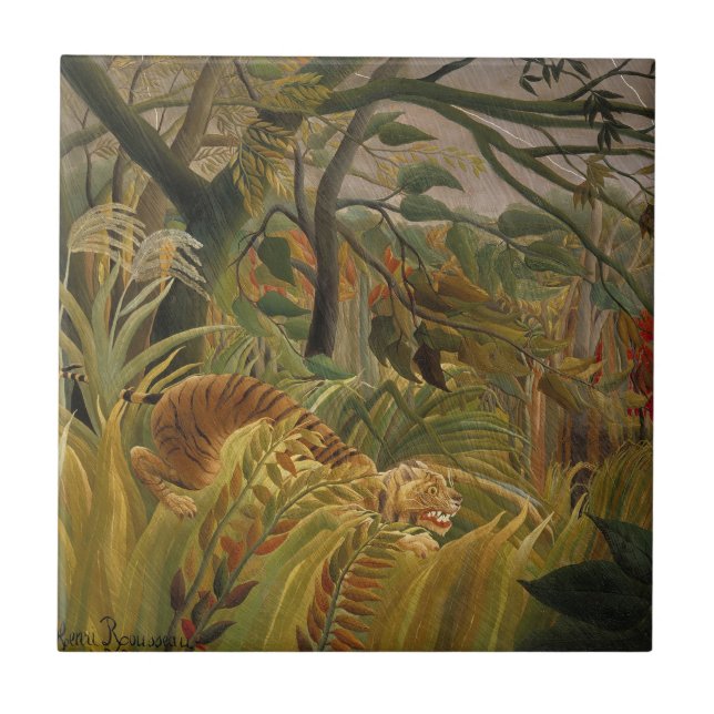Rousseau Jungle Tropical Tiger Art Tile (Front)