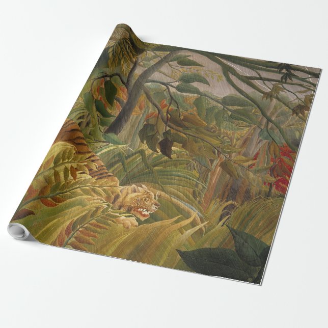 Rousseau Jungle Tropical Tiger Art Wrapping Paper (Unrolled)
