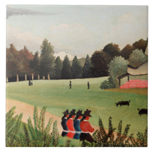 Rousseau - Landscape and Four Young Girls Ceramic Tile