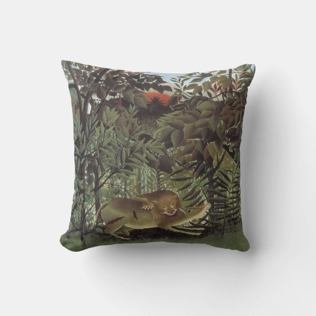 Rousseau’s Hungry Lion throw pillow (Front)
