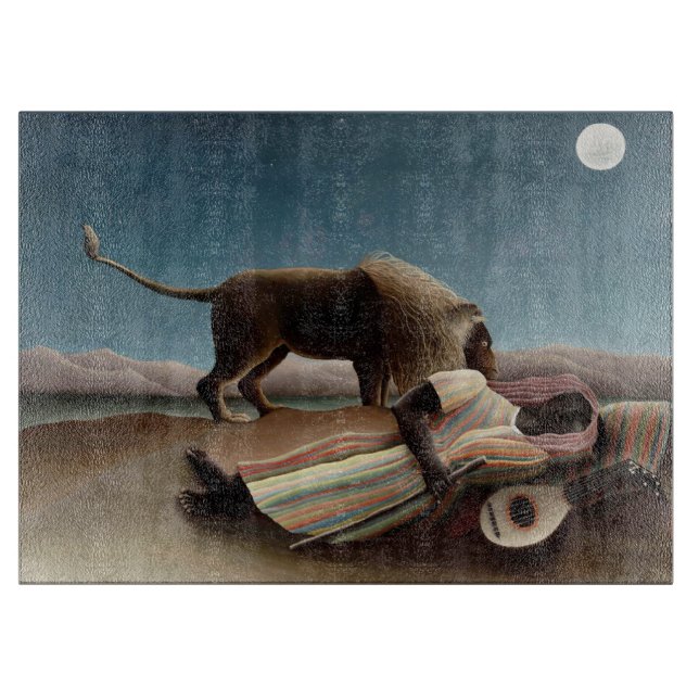Rousseau’s Sleeping Gypsy cutting board (Front)