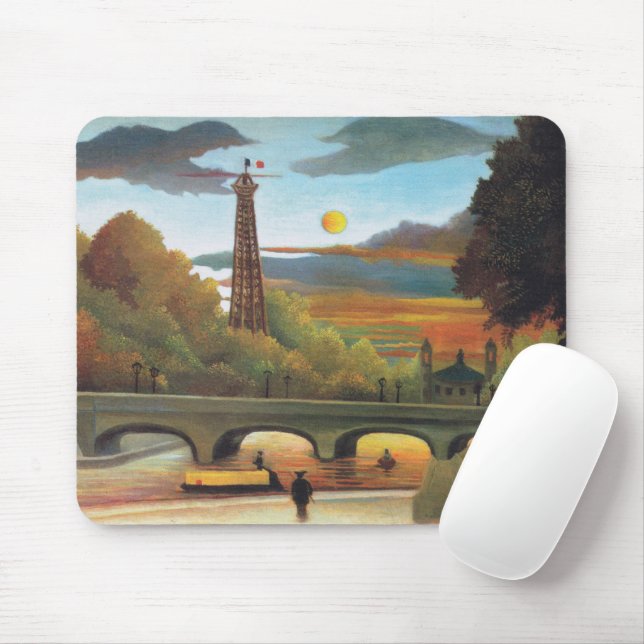 Rousseau Seine and Eiffel-tower in the Sunset Mouse Pad (With Mouse)