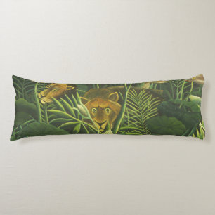 Rousseau Tropical Jungle Lion Painting Body Cushion