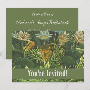 Rousseau Tropical Jungle Lion Painting Invitation