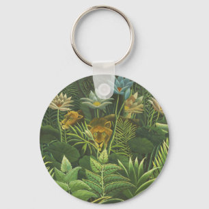 Rousseau Tropical Jungle Lion Painting Key Ring