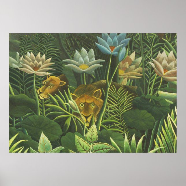 Rousseau Tropical Jungle Lion Painting Poster (Front)