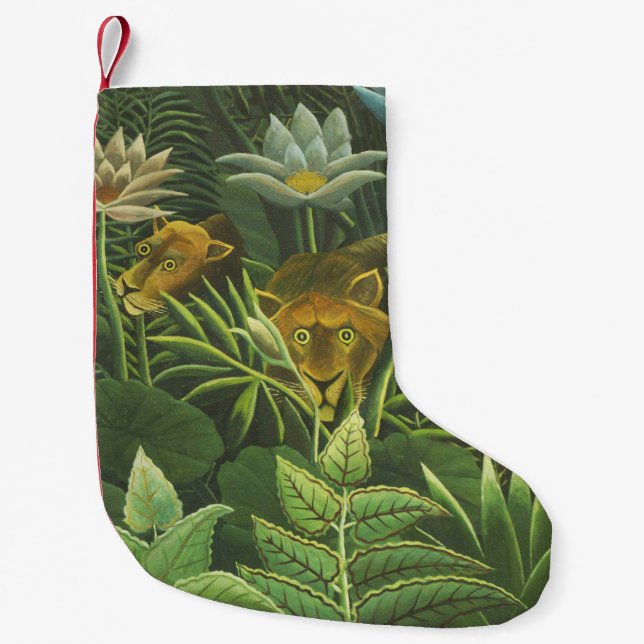 Rousseau Tropical Jungle Lion Painting Small Christmas Stocking (Front)