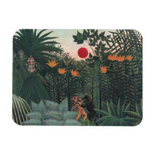 Rousseau - Tropical Landscape, Indian and Gorilla Magnet