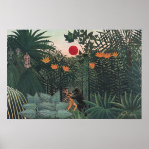 Rousseau - Tropical Landscape, Indian and Gorilla Poster