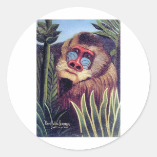 Rousseau's "Mandrill in the Jungle" (circa 1909) Classic Round Sticker
