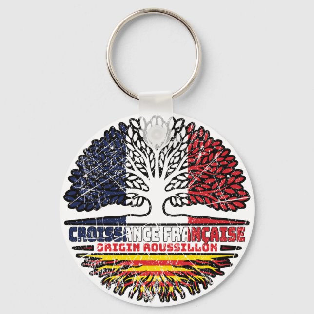Roussillon Catalan French France Tree Roots Flag Key Ring (Front)