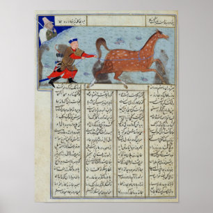 Roustem capturing his horse, from the 'Shahnama' Poster