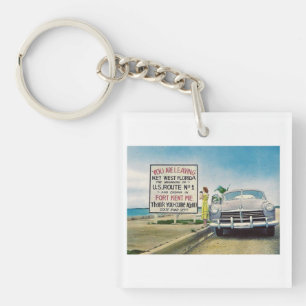 Route 1, Key West, Florida Retro Vintage Style Key Ring