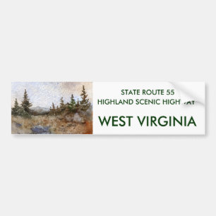 Route 55, WEST VIRGINIA, HIGHLAND SCENIC HIGHWA... Bumper Sticker
