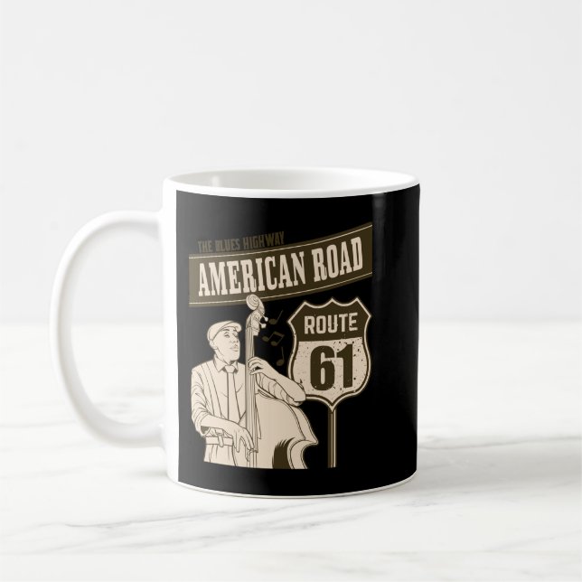 Route 61 American Road Blues Highway Classic  Coffee Mug (Left)