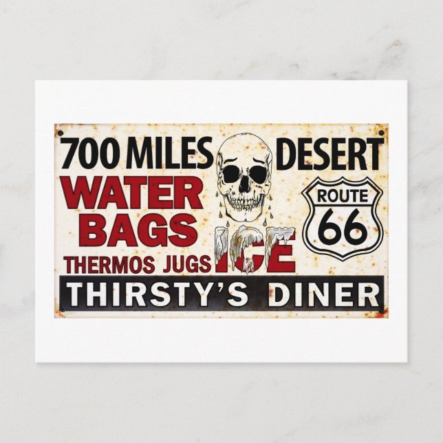 Route 66 - 700 miles desert roadside sign postcard (Front)