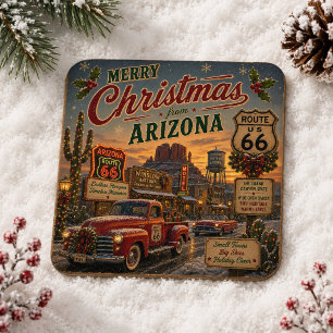 Route 66 Arizona Christmas Home Barware Square Paper Coaster