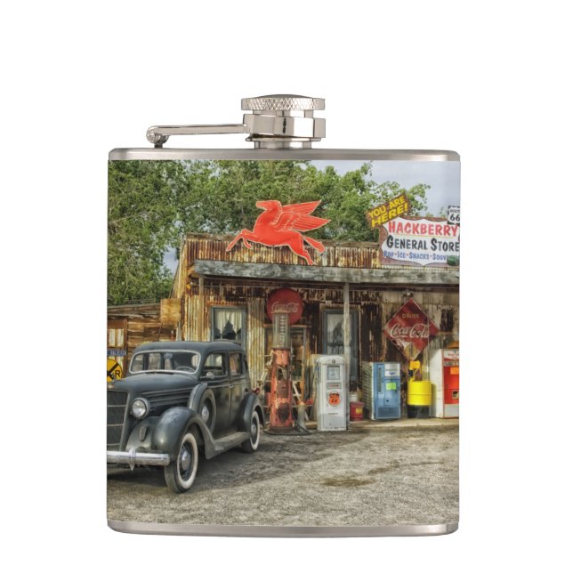 Route 66 Arizona rustic retro store Hip Flask (Front)