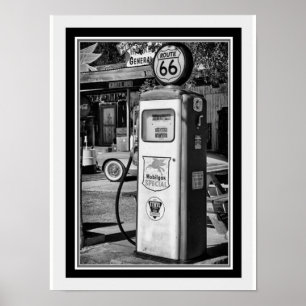 Route 66 B&W Gas Pump Photo 12 x 16 Poster