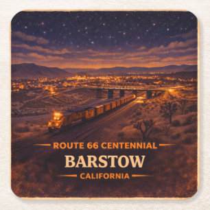 Route 66 Barstow Train Barware Nights Square Paper Coaster