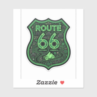 Route 66 Biker Decal — Historic America Road Stick