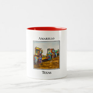 Route 66, Cadillac Ranch, Amarillo Texas Two-Tone Coffee Mug