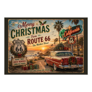 Route 66 California Christmas Wall Art