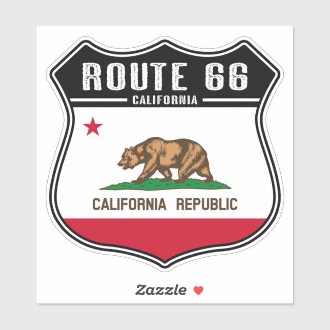 Route 66 California Custom-Cut Vinyl Sticker (Sheet)