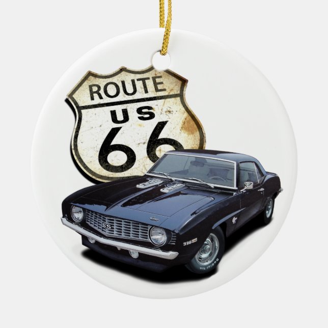 Route 66 Camaro Ceramic Ornament (Front)