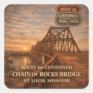 Route 66 Centennial Bridge Collector Decal Gift Square Sticker