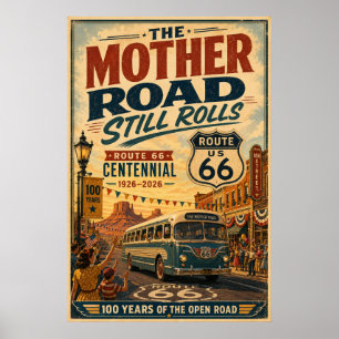 route 66 Centennial Celebration Street Scenes Poster