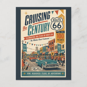 Route 66 Centennial Classic Car Main Street Parade Postcard