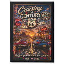 Route 66 Centennial Classic Cars Neon Road