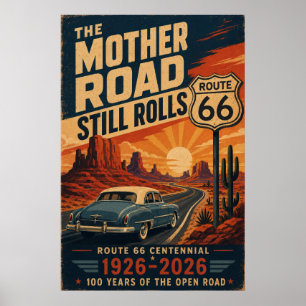 route 66 Centennial Mother Road Art Poster