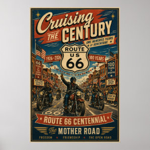 Route 66 Centennial Motorcycle Main Street Parade Poster