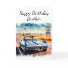 Route 66 Classic Car Happy Birthday Brother
