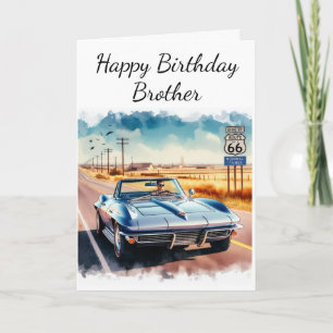 Route 66 Classic Car Happy Birthday Brother  Card